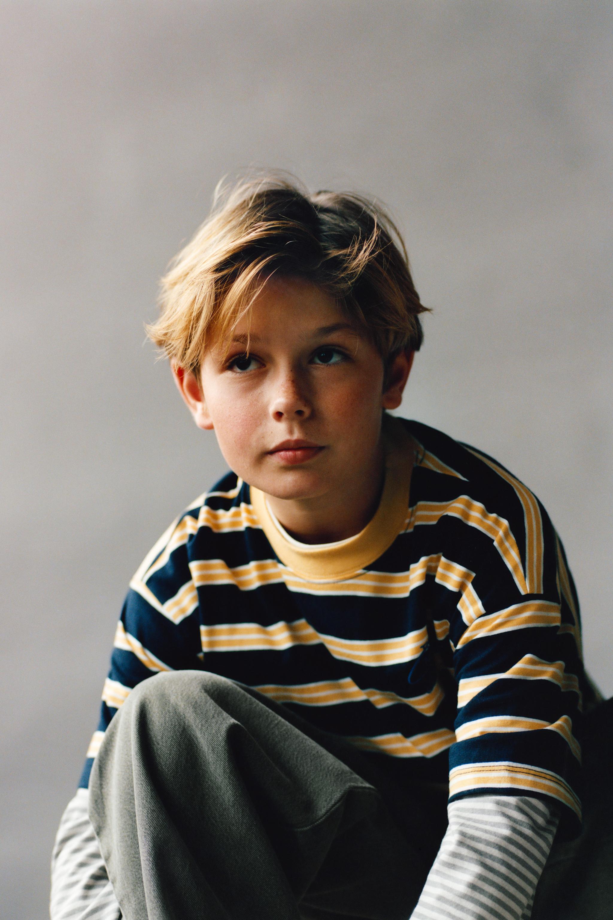 EMBROIDERED TEXT STRIPED T-SHIRT